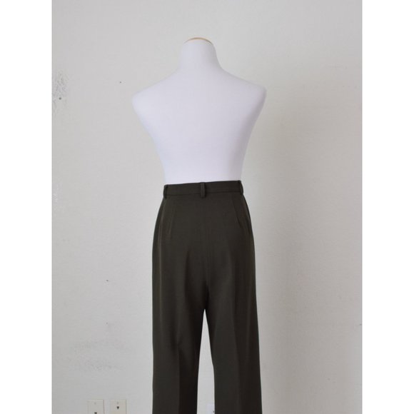 Vintage 80s Olive Green Stretch Pants size 12P | 32 waist - Picture 5 of 10
